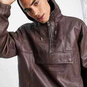 Sweat à capuche en cuir d'hiver pour homme moderne avec un design minimaliste, ajustement confortable, surface lisse et intérieur douillet, respectueux de l'environnement - Product Image 6