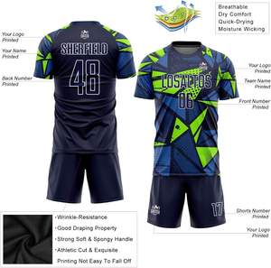 Maillot de football sublimé OEM Kit personnalisé tissu à séchage rapide numéro de nom personnalisé adulte jeunesse uniforme approvisionnement d'usine - Product Image 3