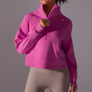 À la mode surdimensionné demi fermeture éclair sweats décontracté couleur personnalisée Streetwear quart zip sweat avec poches parfait pour l'hiver porter - Product Image 6