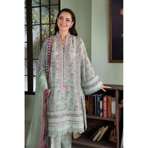 Conjunto de 3 Piezas de Chifón Estilo Bohemio, Camisa de Manga Larga Transpirable con Estampado y Bordado, Dupatta y Pantalones - Product Image 5