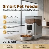 Distributeur automatique de nourriture pour animaux de compagnie en acier inoxydable 3L avec enregistrement vocal, moteur anti-blocage et écran LCD – Vente directe usine en gros