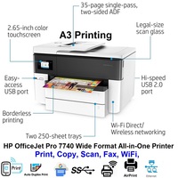 Printer All-In-One Dupleks Wi-Fi Format Lebar OfficeJet 7740 dengan ADF