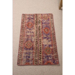 Turkish Small Rug, 1.8x3.1 ft Vintage Rug, <b>Red</b> <b>Wool</b> Rug - Product Image 1