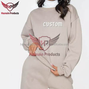 Jersey de invierno de talla grande para mujer con estampado personalizado, sudadera clásica de gran tamaño con hombros caídos, 100% de algodón, logotipo OEM, 2 uds. - Product Image 6