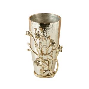 Florero de metal hecho a mano, Juego de 2 jarrones de hierro martillado blanco y dorado con diseño de hoja elegante para la decoración del hogar y la Oficina - Product Image 6