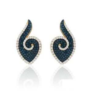 JEWELSPAARK Best Quality 1.53 Ct Round Cut White <b>Blue</b> Natural Diamond Women's <b>Stud</b> <b>Earrings</b> Trendy Style Yellow Gold Plated - Product Image 4