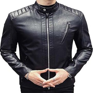 2024 High Street Style Men's Slim Leather <b>Jacket</b> Hooded Stand Collar with Zipper Closure <b>Light</b> High Quality OEM Service Winter - Product Image 2