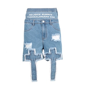 Custom Men Jorts Denim Custom Jorts Diamond Rhinestone Corto Recto Baggy Carpenter Doble Cintura Capa Y2k Jeans Shorts 2025 - Product Image 2