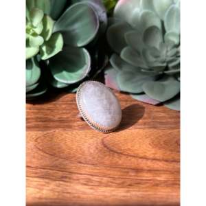 Reda Galvan <b>Moon</b> Stone & Sterling Silver <b>Ring</b> Size 7 Bezel Setting Inlay Technology - Product Image 3