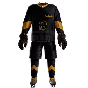 Conjuntos de uniformes de hockey sobre hielo a precio de fábrica más vendidos suave al tacto a granel 100% poliéster transpirable y de secado rápido personalizable para hombres - Product Image 5