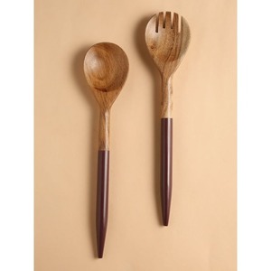 Cuillère et fourchette de service à salade en bois de résine design Couverts de service à salade décoratifs Cuillère et fourchette Vaisselle Outil de cuisine personnalisé - Product Image 3