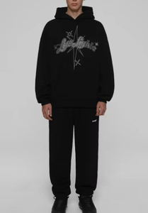 High Quality Winter Rhinestone Fleece Hoodie Breathable Polyester/Cotton Blend Customizable Unisex Pullover Made in Pakistan - Product Image 6