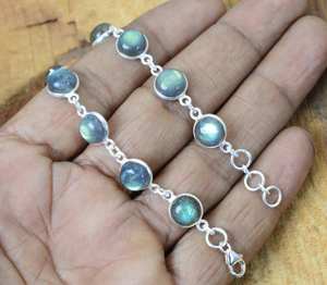 Labradorite Moonstone 925 Sterling Silver Adjustable Bracelet Handmade Gemstone Jewelry Elegant Gifts Women - Product Image 4