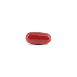 พลอยปะการังแดงญี่ปุ่นธรรมชาติ รูปไข่ ขนาด 7.3 กะรัต ขัดเงา สูง 8 มม. - Product Image 1