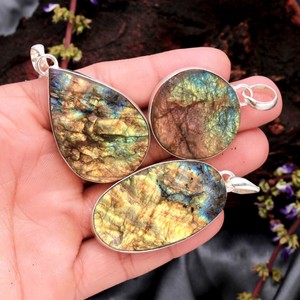Rare Labradorite Druzy Agate Mary Pendentif Druzy Cabochon fait à la main Pierre précieuse en vrac Solide Bijoux en argent sterling 925 Pendentif à breloque - Product Image 4