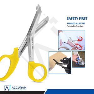 Ciseaux médicaux pour traumatisme, ciseaux à pansements jaunes, 14,5 cm, acier inoxydable, à angle, à bout arrondi, pour urgences, chirurgie, hôpital, paramédicaux, infirmières - Product Image 4