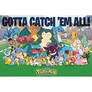 Modern Style Pokmon <b>Poster</b>-Favorites Collection 'Gotta Catch 'Em All' Wall Art Made of Paper - Product Image 1
