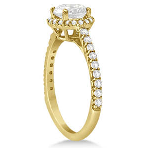 Halo 1.00ct Moissanite <b>Engagement</b> <b>Ring</b> with Diamond Accents 18K Yellow Gold-<b>Unique</b> and Elegant Wedding Band - Product Image 2
