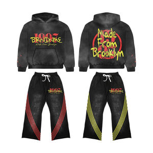 Haute Qualité Polaire Soft Shell Matériel Noir Couleur Poids Lourd Deux Pièces Ensembles À La Mode À Capuche et Pantalon Ensembles Survêtements - Product Image 2