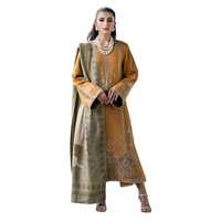 Nouvelles robes décontractées traditionnelles pakistanaises en lin, style Salwar Kameez, à motif floral d'hiver, avec dentelle unie, fermetures éclair et boutons, taille naturelle