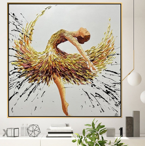 Pittura astratta grande strutturata moderna della <span class=keywords><strong>Ballerina</strong></span> incorniciata arte della parete della tela di Impasto della ragazza danzante pittura a olio per la decorazione del salotto - Product Image 6