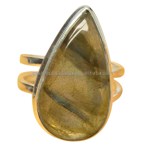 Pear Cut Labradorite Gemstone <b>925</b> <b>Sterling</b> <b>Silver</b> <b>Ring</b> Classic Fashionable <b>Ring</b> for Wedding Anniversary Gift OR Party For Unisex - Product Image 4