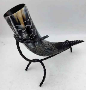 ขาตั้งเหล็กขัดมันทำจากเขาควายธรรมชาติสลักลายสัตว์โบราณ - Product Image 3