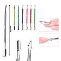 Pousse-cuticules en acier inoxydable personnalisé en couleur et en design, à double extrémité, réutilisable, outil de manucure pour usage professionnel