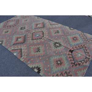 Tapis Kilim turc vintage 5.5 X 10.3ft rouge vert Patchwork Design fait à la main tissage plat support en Latex pour couloir espace Rectangle - Product Image 4