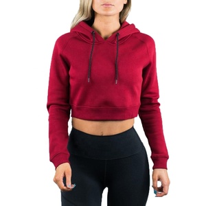 100% coton streetwear respirant sweat à capuche court sweats logo personnalisé femmes chandails broderie dames sweats à capuche confortables - Product Image 3