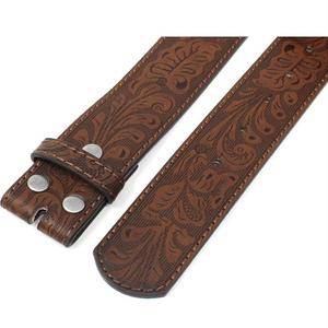 Sangle de ceinture sculptée à la main en cuir occidental de qualité supérieure pour hommes et femmes avec fermeture à bouton-pression pour boucle - Product Image 4