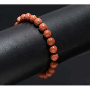 Bracelet en pierre de soleil orange 100% naturelle, boule ronde de 8 mm, 7 pouces, pour cadeau - Product Image 3