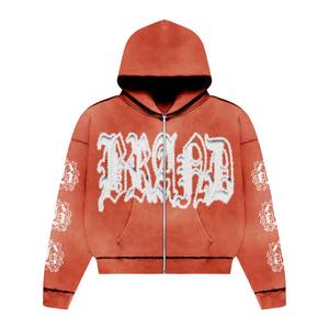 Baggy survêtement hommes coton polaire Polyester poids lourd confortable 500 GSM fermeture éclair à capuche surdimensionné survêtement hommes - Product Image 4