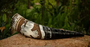 ฮอร์นดื่มไวกิ้งงานฝีมือธรรมชาติสไตล์สัตว์แกะสลักเป็นมิตรต่อสิ่งแวดล้อมสำหรับตกแต่งบ้านโค้ง - Product Image 2