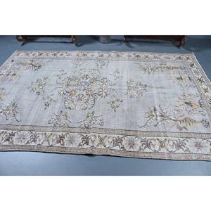 Grand tapis vintage 5,8x9,3 pi (177x282 cm), tapis persan turc blanc - Product Image 3
