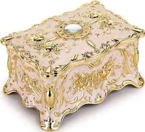 Joyero grande de metal plateado con adorno 3D-Elegante organizador de recuerdos y baratijas al por mayor - Product Image 6