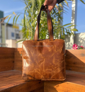 Bolso de mensajero de cuero auténtico hecho a mano, funda para ordenador portátil, archivador, bolsos de oficina, bolsos de hombro informales Unisex, novedad - Product Image 5
