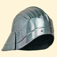 Casco Gótico Sallet Hecho a Mano, Réplica Medieval de Hierro/Acero Dulce Troquelado con Esmalte Incrustado, Armadura de Calibre 18 para Recreaciones Históricas