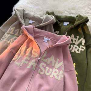 Wholesale Oversize Thick Custom <b>3D</b> Puff Printing <b>Hoodie</b> Streetwear Fashion High Quality Zip up Breathable <b>Hoodie</b> for Men - Product Image 5