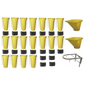 ชุดรางรีไซเคิล HDPE พร้อมราง 18 ช่อง 2 ถังเก็บขยะ 1 โครงรองรับ และปลอกกันฝุ่นเพื่อการกำจัดขยะอย่างมีประสิทธิภาพ - Product Image 1