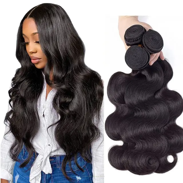 Double Drawn Hair Bundles Extension Vendor Großhandel Indischer peruanischer Nerz Rohe brasilia nische Jungfrau Human Hair Weave Bundles Genius