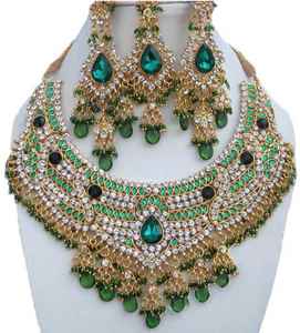 Ensemble de collier et de boucles d'oreilles de mariée de luxe, couleur, zircon, vintage, cadeau de mariage, fiançailles, bijoux, accessoires de mariée - Product Image 1