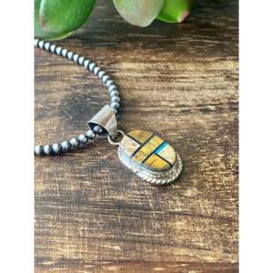 Victor Thompson Ethnic Style Multi Stone & Sterling Silver Inlay Pendant - Product Image 2
