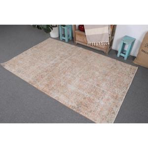 Turkish Vintage Area Rug 4.3x6.6 ft, <b>Brown</b> Gray Camouflage <b>Wool</b> Rug - Product Image 2