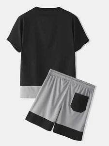 Conjunto de verano para hombre, conjunto de pantalones cortos y camiseta a juego, ropa informal de dos piezas para gimnasio, ropa ligera y cómoda, diseño personalizado - Product Image 3