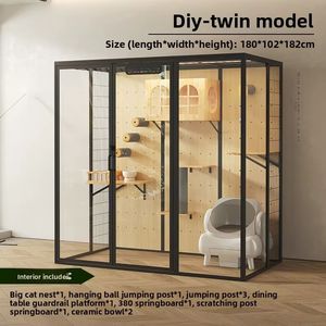 Villa <span class=keywords><strong>pour</strong></span> <span class=keywords><strong>chat</strong></span> en bois au design moderne, mobilier de luxe <span class=keywords><strong>pour</strong></span> animaux de compagnie avec coussin, cage intérieure <span class=keywords><strong>pour</strong></span> <span class=keywords><strong>chat</strong></span>, décoration de salon - Product Image 6