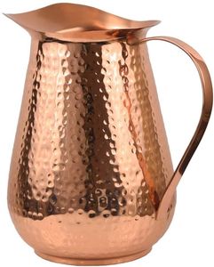 Carafe à eau en cuivre martelé de qualité supérieure avec couvercle élégant et design moderne de poignée en laiton - Product Image 2