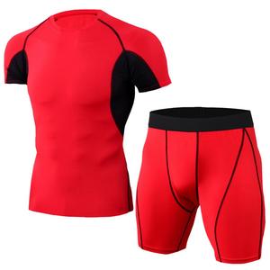 Combinaison de sport de Compression pour homme, ensemble de survêtement de sport à manches courtes, 2 pièces - Product Image 3