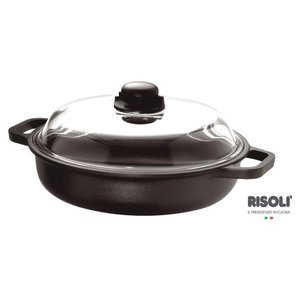 Poêle en aluminium antiadhésive 32 cm compatible induction, revêtement marbre noir, poignée Bakélite, avec couvercle, Wok, Sauteuse, Poêle à frire pour cuisinière à gaz - Product Image 1