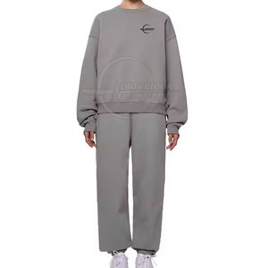 Trajes de chándal de algodón 100% personalizados para adultos Patrón sólido Ropa de invierno de talla grande con logotipo personalizado y lingote de color - Product Image 1